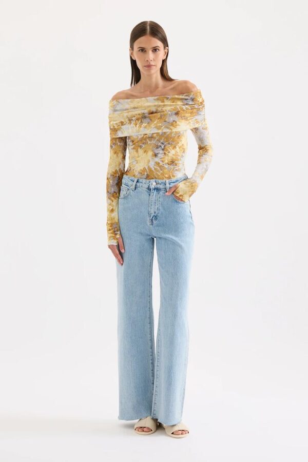 Nude Lucy Lumine Mesh Ls Top Print