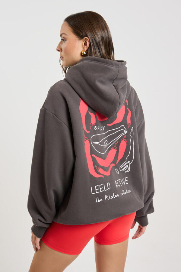 Leelo Active V6 Pilates Collection Chilli Hoodie Charcoal