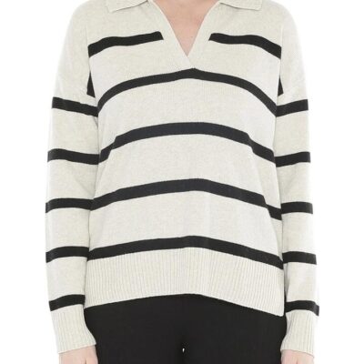 JUMP STRIPE COLLAR KNIT