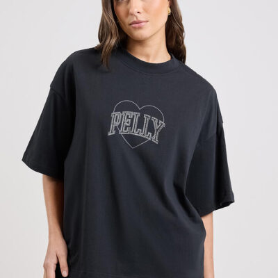 Ena Pelly Rhinestone Logo Tee Black