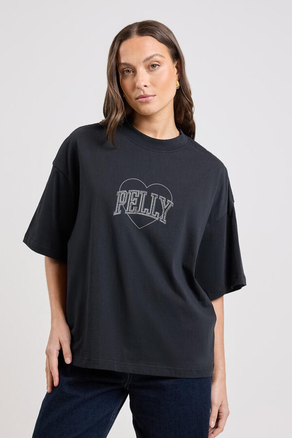 Ena Pelly Rhinestone Logo Tee Black