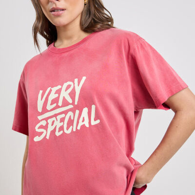 Something Very Special Stacked Logo Tee Washed Red