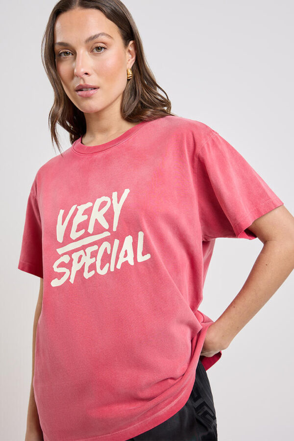 Something Very Special Stacked Logo Tee Washed Red
