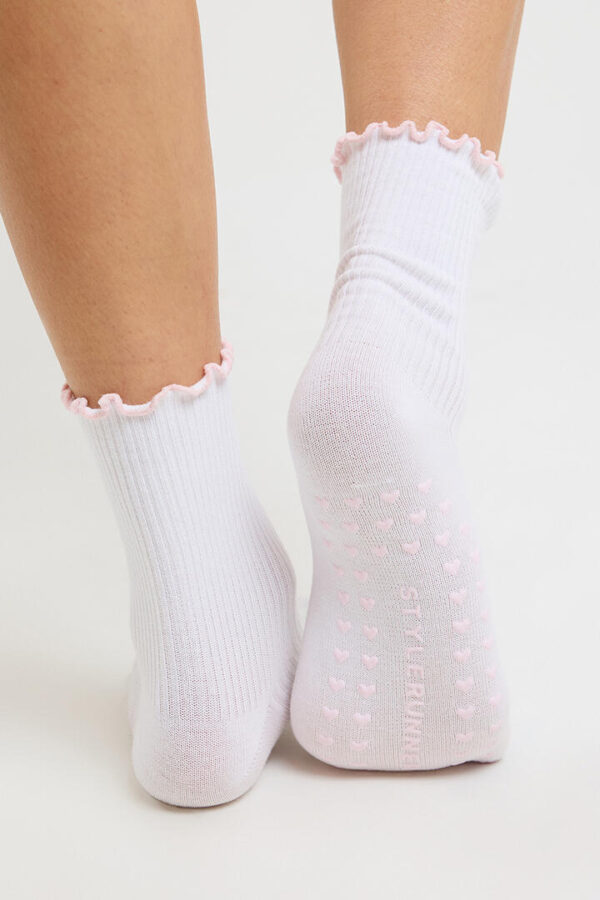 Stylerunner Frill Edge Studio Sock Bright White/Pink