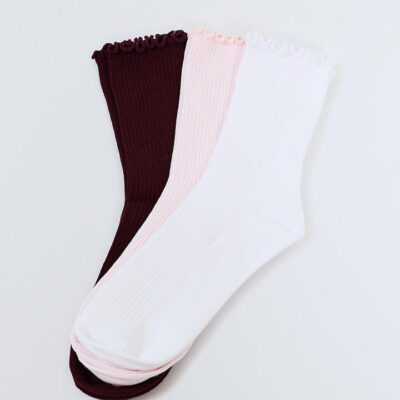 Stylerunner Frill Half Crew Sock 3pk White/Bubblegum/Berry
