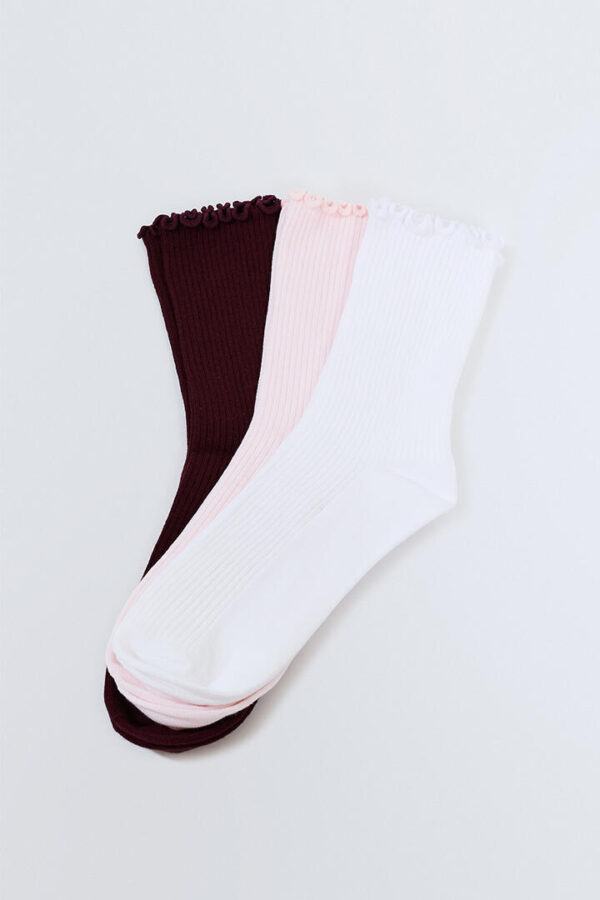 Stylerunner Frill Half Crew Sock 3pk White/Bubblegum/Berry