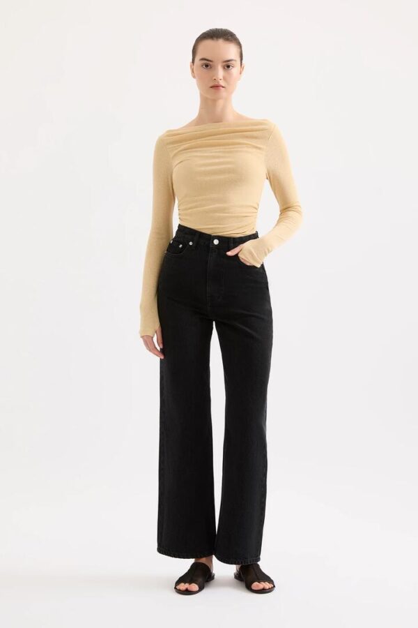 Nude Lucy Womens Ziel Off Shoulder Top Yellow Size L