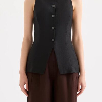 Nude Lucy Lawrence Linen Vest Linen Black