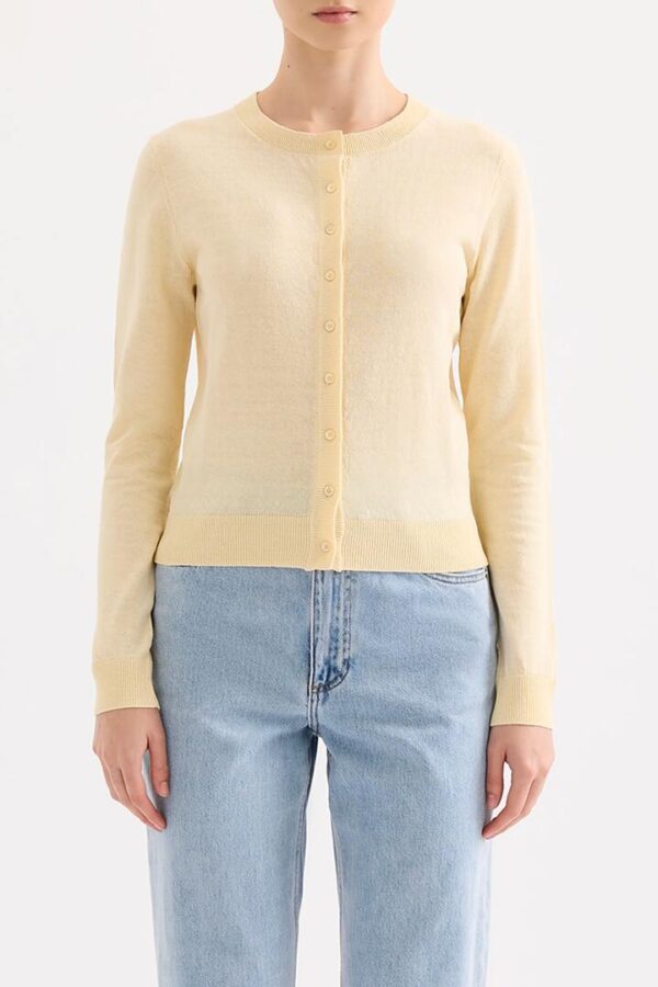 Nude Lucy Louie Linen Blend Cardigan Linen Yellow