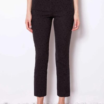 UP! SOLID TEXTURED JACQUARD ANKLE PANT
