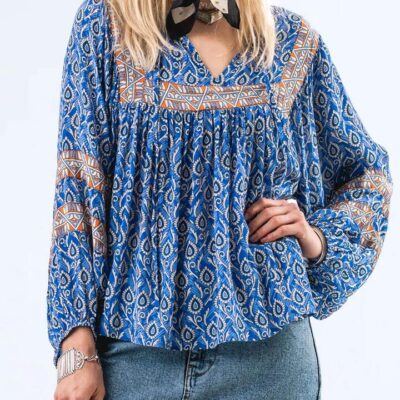 LOLLYS LAUNDRY TEEL BLOUSE