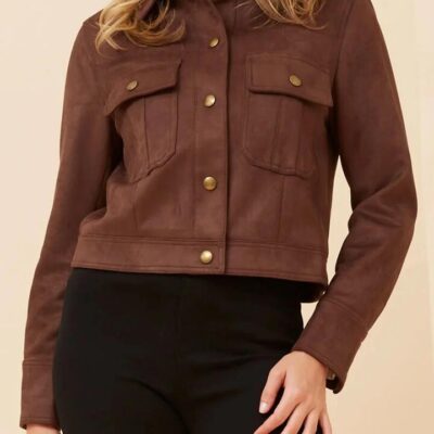 CAROLINE K MORGAN CROP FAUX SUEDE JACKET