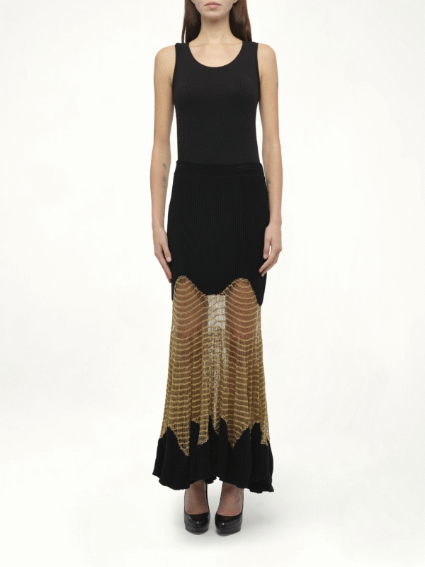 Alexander Mcqueen Amq - Wool Skirt in Blk/Gold - Image 2