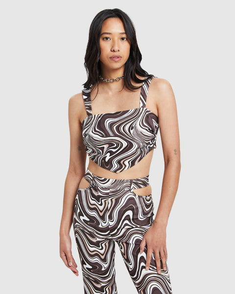 Neon Hart Tammy Swirl Prt Tie Back Bodice