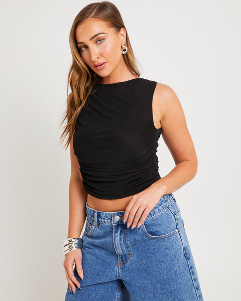 General Pants Co. Basics Mesh Ruched Tank Top