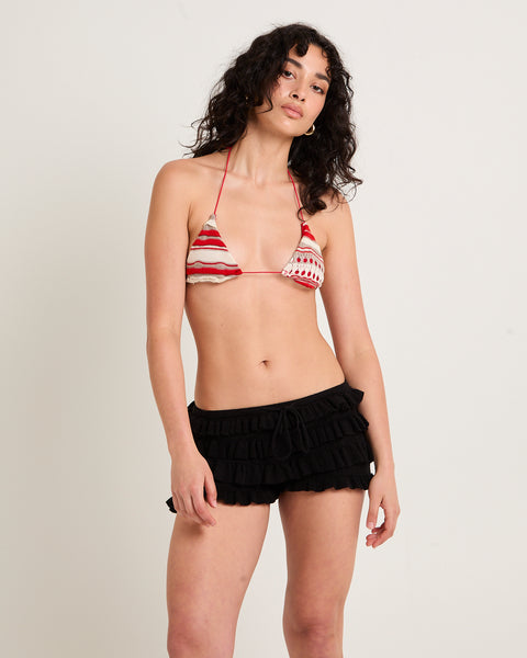 Jaded London Cata Micro Triangle Ruffle Knit Bikini Top