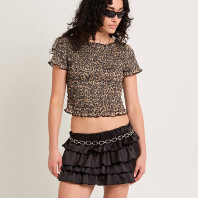 Insight Leopard Shirred Top