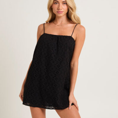 Subtitled Pia Broderie Throw On Mini Dress