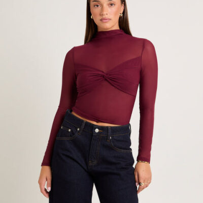 Alice In The Eve Tae Twist Detail Mesh Turtleneck