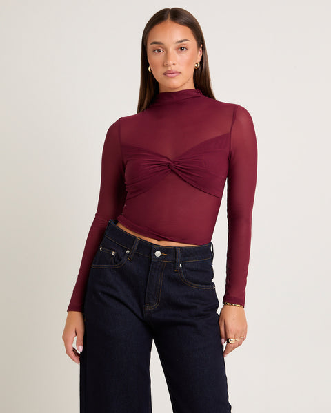 Alice In The Eve Tae Twist Detail Mesh Turtleneck