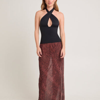 Alice In The Eve Umah Snake Sheer Maxi Skirt