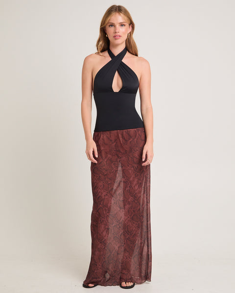 Alice In The Eve Umah Snake Sheer Maxi Skirt