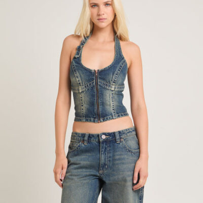 Abrand Rip Curl Denim Top Zola