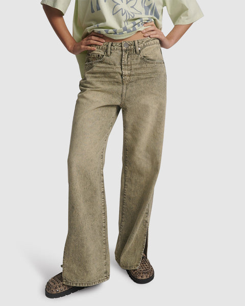 One Teaspoon Billie Mid Waist Long Rise Straight Leg Denim Jeans