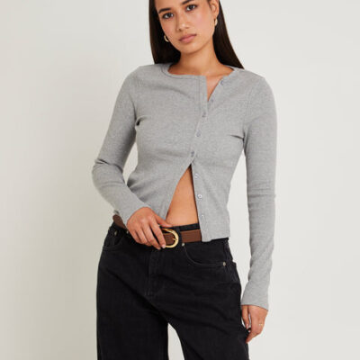 Subtitled Maddy Button Asymmetric Top