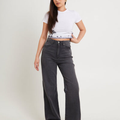 Wrangler Hi Bells Flared Denim Jeans Highway Black