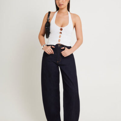 Rollas Gigi Barrel  Denim Jeans Helena Rinse Blue