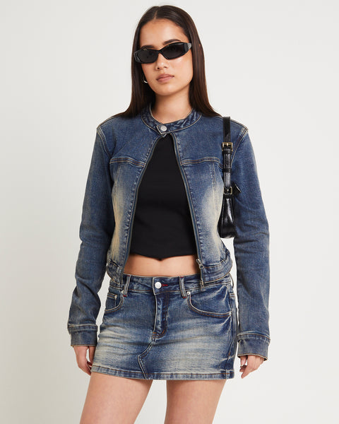 Insight Niche Denim Moto Jacket