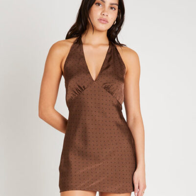 Alice In The Eve Harper Satin Halter Mini Dress