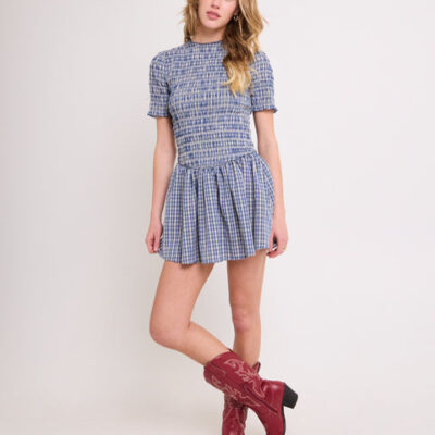Subtitled Bonnie Shirred Bubble Mini Dress