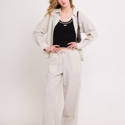 Subtitled Morgan Stripe Oversized Long Sleeve Shirt