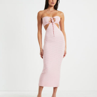 Alice In The Eve Alana Keyhole Knit Midi Dress in Pink