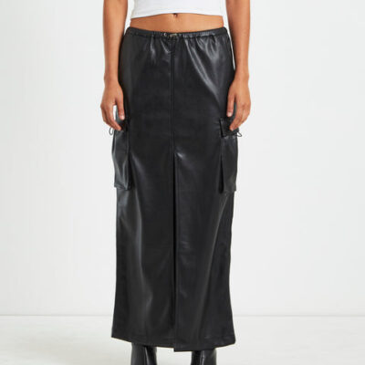 Alice In The Eve Phoebe Leather Look Cargo Skirt Black