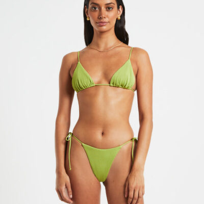Subtitled Rib Skinny Strap Triangle Bikini Top