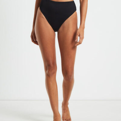 Subtitled Rib High Waisted Bottoms in Black