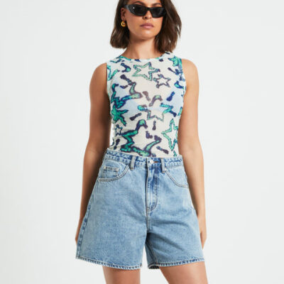 Neon Hart Teagan Print Mesh Tank Top in Assorted
