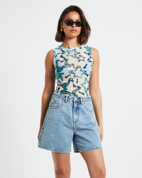 Neon Hart Teagan Print Mesh Tank Top in Assorted