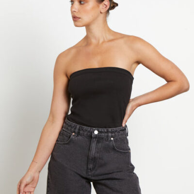 Abrand Heather Long Line Bandeau in Black