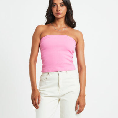 Abrand Heather Long Line Bandeau Top in Pink