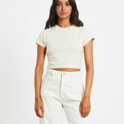 Abrand 90s Cropped Tee in Shell White