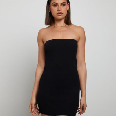 General Pants Co. Basics Luxe Knitted Bandeau Mini Dress in Black
