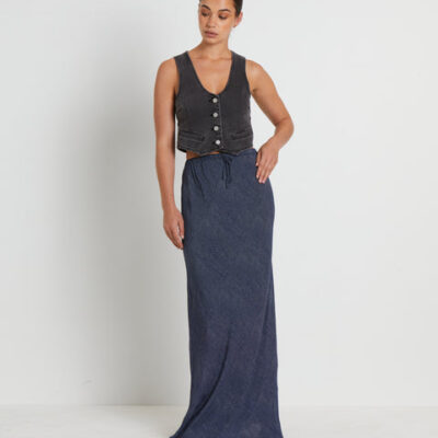 Rollas Slip Maxi Skirt in Mini Spot Navy