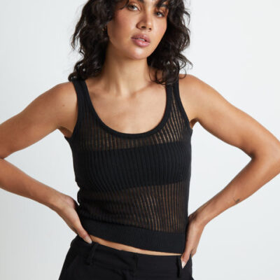 Neuw Zia Fine Knit Tank Top in Black