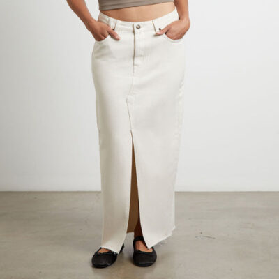 Insight Eva Maxi Denim Skirt in Chalk