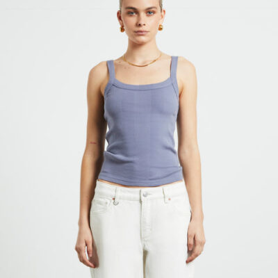 Neuw Frenchie Rib Singlet in Slate Grey