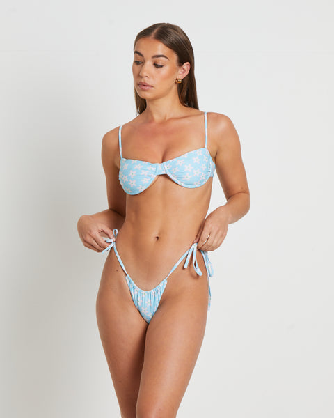 Misfit Frangipani Underwire Bikini Top in Blue